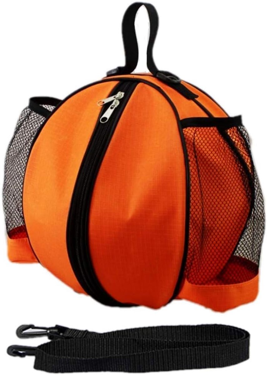 SnelShoppen - Oranje Schoudertas voor Basketbal, Voetbal en Volleybal met Zijvakken voor Drinkfles, Handtas van 28 cm, Geschikt voor Volwassenen en Ki