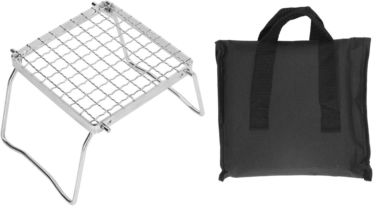 SnelShoppen - Mini Vouw Grill van 304 RVS, Draagbare Barbecue met Poten en Opbergtas voor Picknick, Backpacking en Buitenfeest