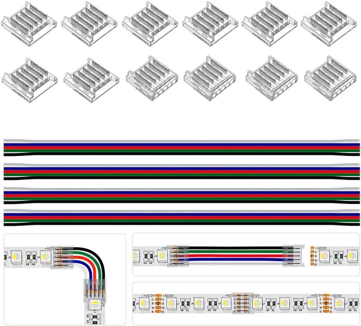 SnelShoppen - 12pcs 5pin SMD LED Connector Kit met 4pcs 15cm 22AWG Verlengkabels voor Flexibele LED Strip Verbindingen tot 12mm Breed