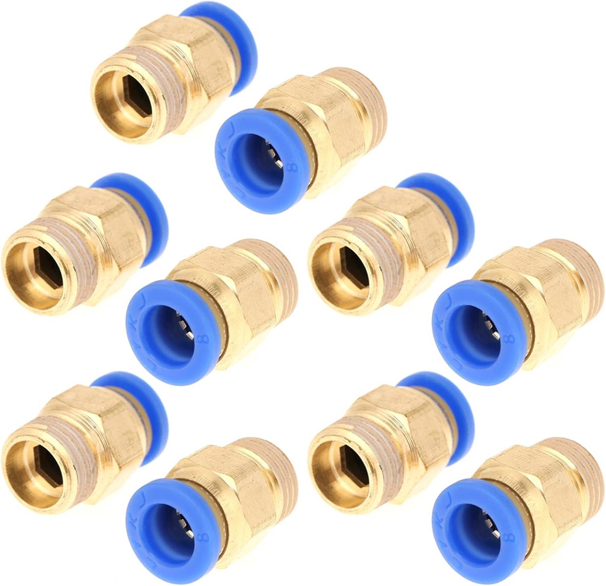 SnelShoppen - 10 Stuks Pneumatische Snelle Koppelingen, 8mm Draad, 1/4BSP Luchtverbinding, Adapter voor Gereedschap en Slangen, Compact en Betrouwbaar