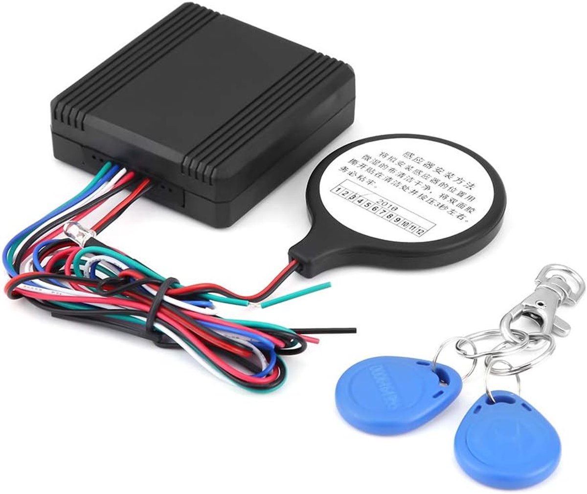 SnelShoppen - Zwarte 12V Motorfiets Anti-diefstal Duurzame Betrouwbare Immobilizer voor Voertuig met Slimme ID Kaart en Aangepaste Interieur en Exteri