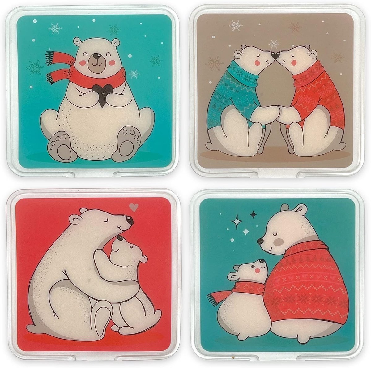 SnelShoppen - MIJOMA Handwarmers Set van 4 - Herbruikbare Pocketwarmers voor Koude Handen - Schattige Poolberen - Perfect voor Winter, Feestdagen, en