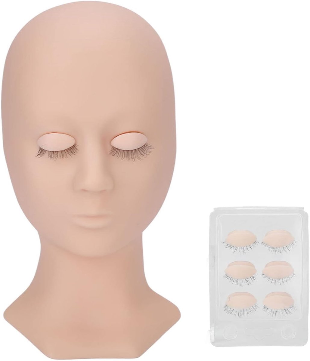 Oefenhoofd voor wimperextensions - met 4 verwisselbare ogen - realistische simulatie - ShopVlot