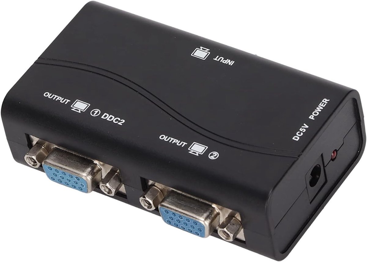 VGA Splitter - Schermverdeler - Beeld Delen - Driver-Vrij Ontwerp - 1920x1440 Resolutie - Zwart