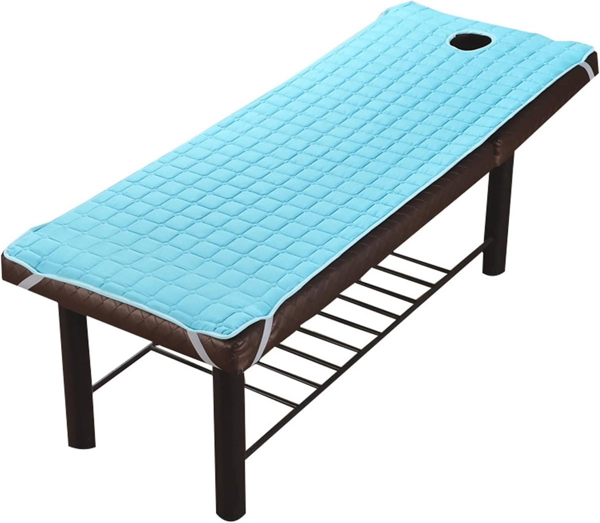 SnelShoppen - Zalati Bedcovers Tafelblad met Gezichtsopening voor Schoonheid Massage SPA Behandeling 190x70cm - Blauw, Polyester, Elastisch, Hygiënisc