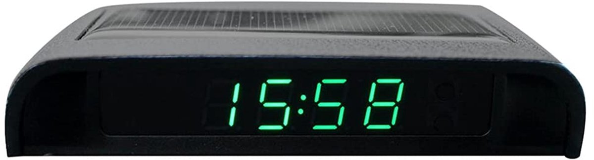 SnelShoppen - Auto Zonne-energie LCD Klok met Temperatuurweergave voor Auto Dashboard, Vibration Sensor, Schaduwkap en Warmtebestendig Design
