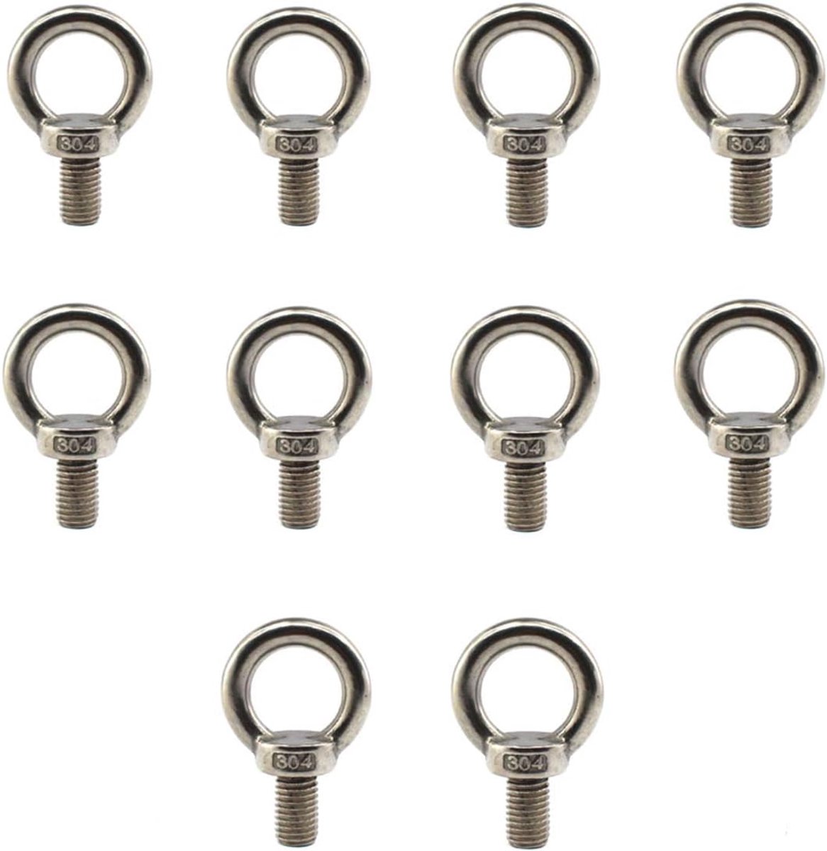 304 Stainless Steel M8 Lifting Rigging Eyebolt Ring Shaped with Standard Length of Wire Pack of 10 Pieces - ShopVlot