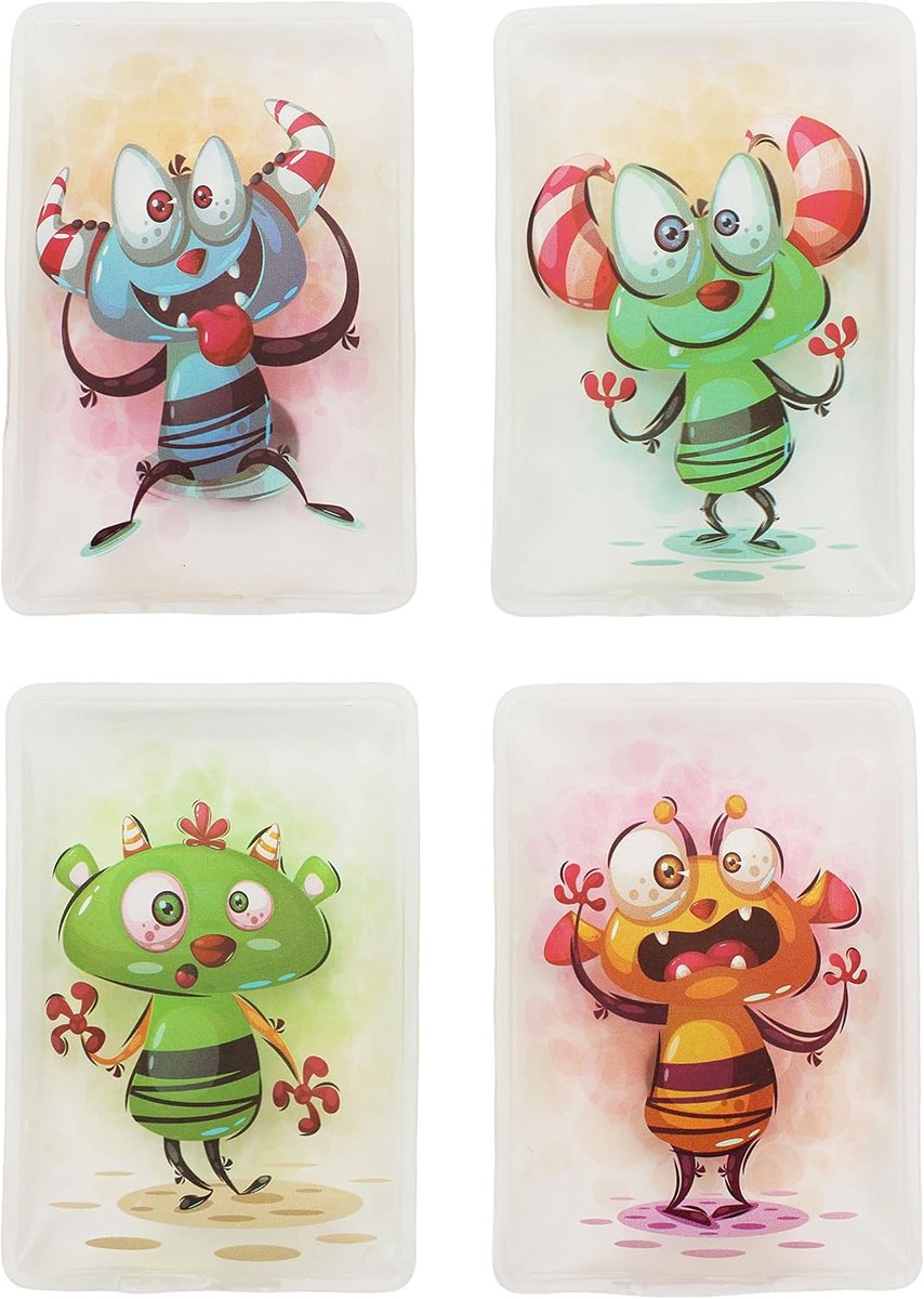 SnelShoppen - Handwarmers, Herbruikbare Warmtezakken, Set van 4, Cheeky Monsters, Ideaal voor Koude Dagen, Camping, Kinderen, Duurzaam, Milieuvriendel