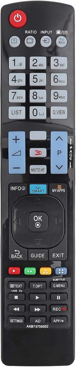 SnelShoppen - Universele Smart TV Afstandsbediening Geschikt voor 60LA620S AKB73756504 32LM620T AKB73275618 AKB73756502 - Geen Installatie Vereist, Ee
