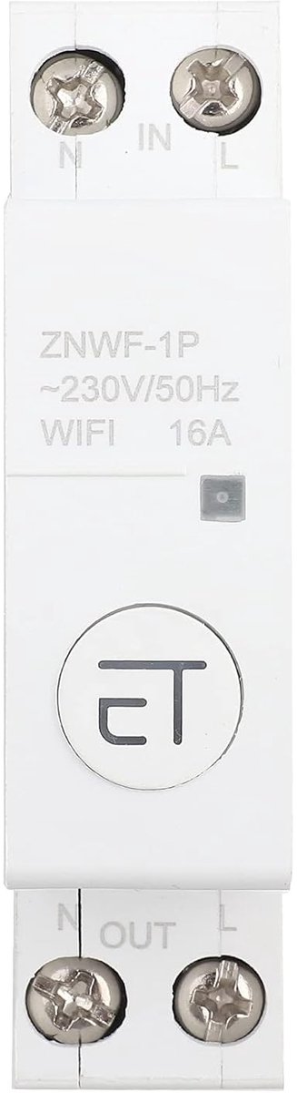 SnelShoppen - Slimme WIFI Commutateur voor Disjoncteur 1 P 16A - Enfichbare Circuitbreaker voor Thuisgebruik, IP20, Energiezuinig, Remote Control, Ges