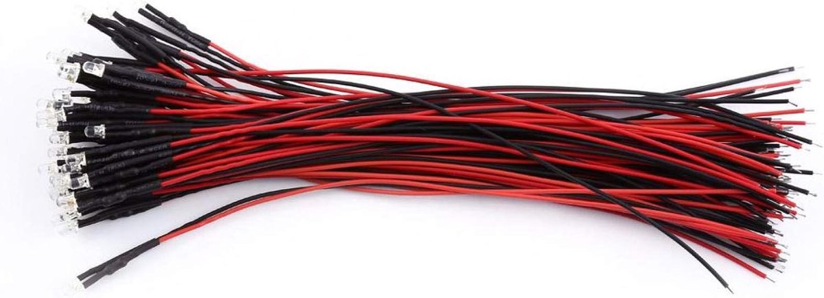 SnelShoppen - 50pcs Vooraf Bedrade DC 9-12V 3 5 10mm Waterheldere LED Diodes Wit Rood Blauw Groen Licht LED Verlichting Emittende Diodes (3mm Wit) voo