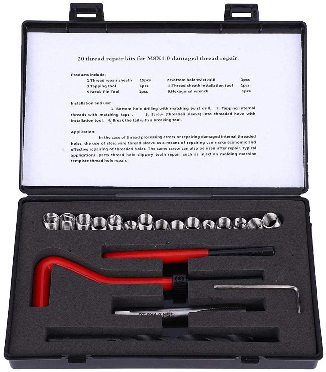 SnelShoppen - M8x1 Draadreparatieset RVS Draadboor Set voor Interne Draadreparatie met Hoge Sterkte en Precisie