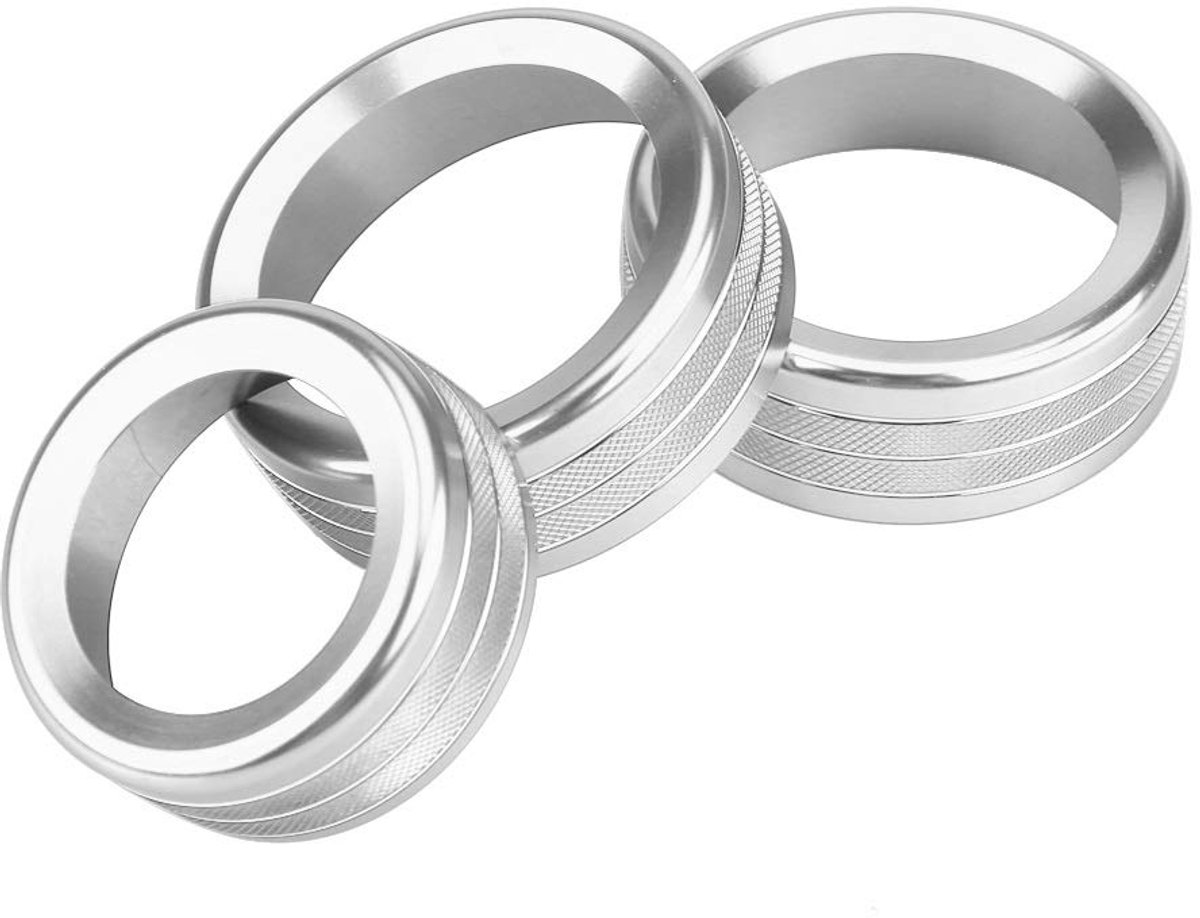 SnelShoppen - 3 Stuks Auto Zinklegering Airconditioning Rim Cover Trim voor A-l-f-a R-o-m-e-o Giulia Stelvio (Zilver) - Duurzaam, Slijtvast en Makkeli