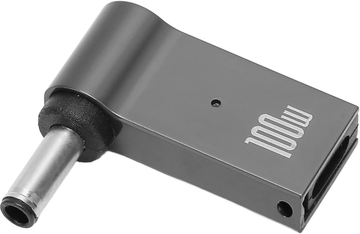 USB C naar DC Adapter - 90 graden USB C vrouwelijke naar mannelijke DC 4.5x3mm - Aluminium behuizing - ShopVlot