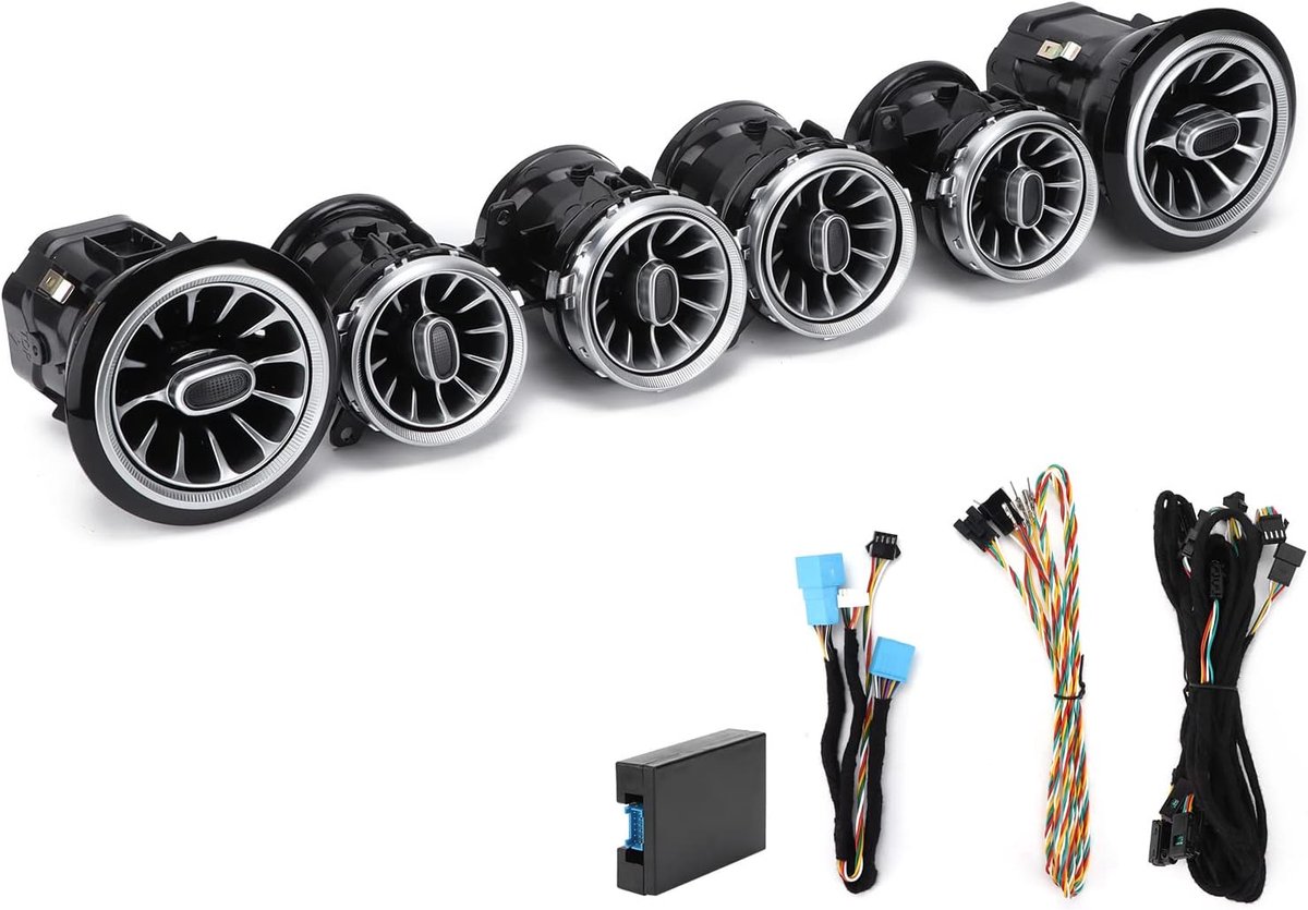 SnelShoppen - W213 Surrounding LED Turbine Luchtuitlaat Ambient Light Kit 6 Stuks 64 Kleuren Voor Mercedes E-Class W213 C238 2017-2021