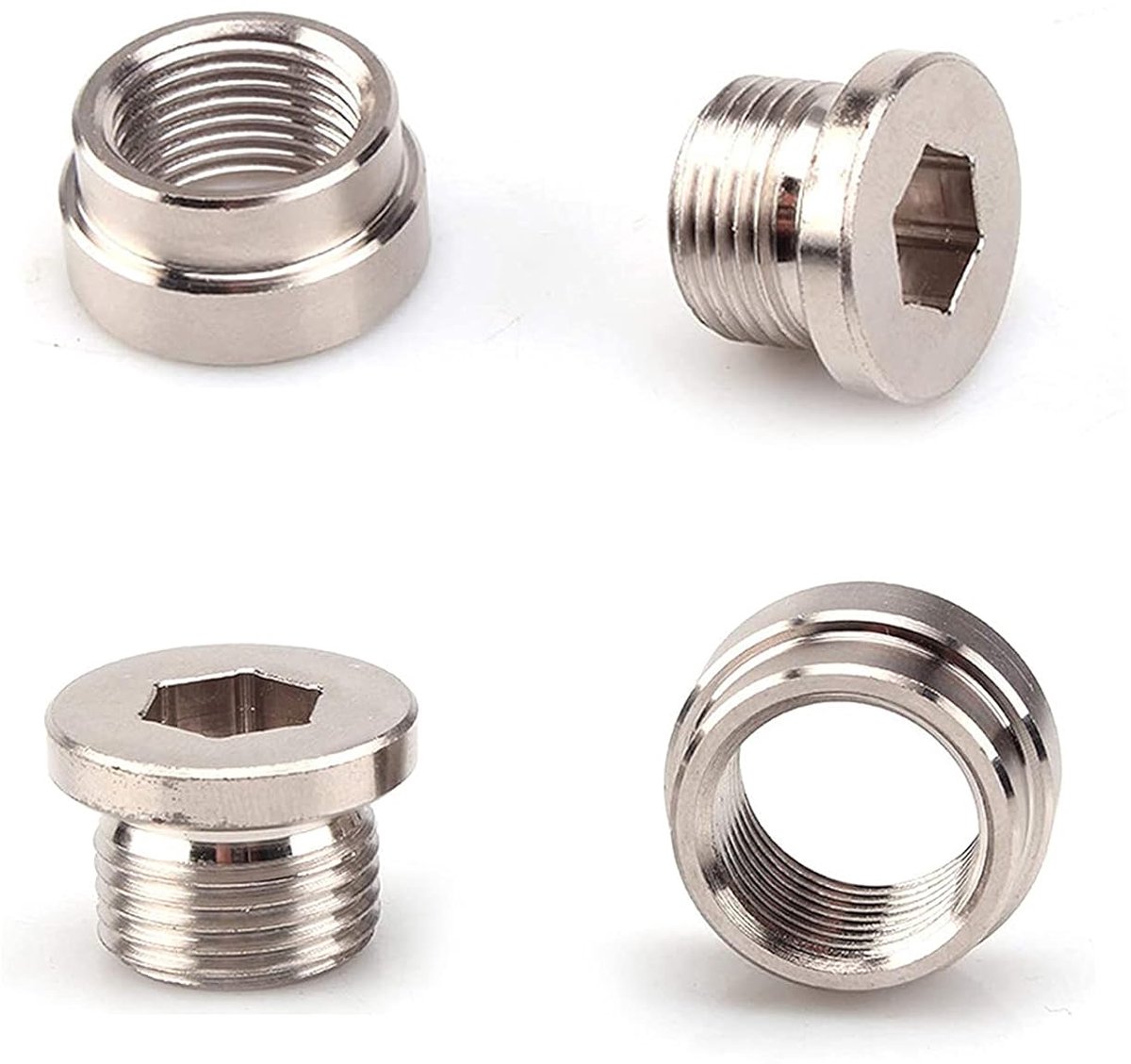 RUIZHI 4Pcs Oxygen Sensor Hex Bolt Bung Plug Oxygen Sensor Stepped Assembly Boss for Car Vehicle Truck (Silver) - ShopVlot