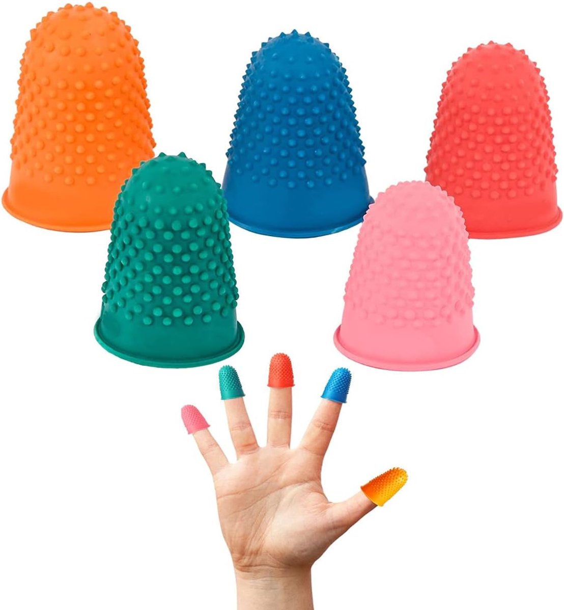 SnelShoppen - Rubber Vingerbeschermers 5 Stuks - Herbruikbare Vingertoppen voor Sorteren, Geld Tellen en Schrijven - Comfortabel Rubber, Diverse Maten