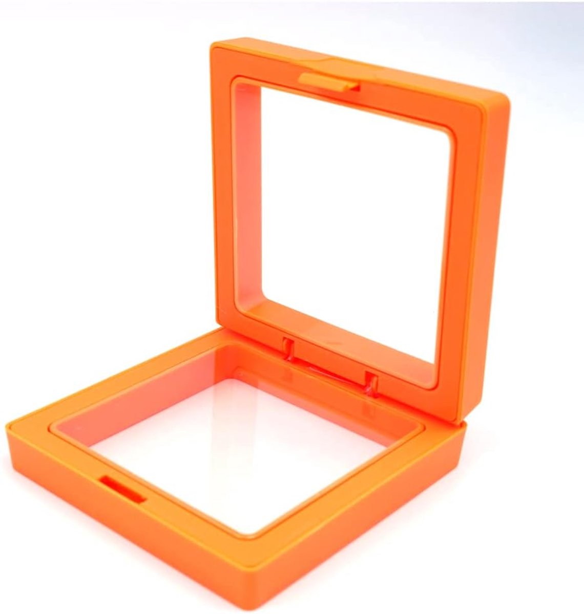 SnelShoppen - 10 Stuks 3D Floating Frame Display Houder Transparante Sieraden Opbergdoos - Oranje - Bescherming Voor Munten, Sieraden, Dustproof, PE-F