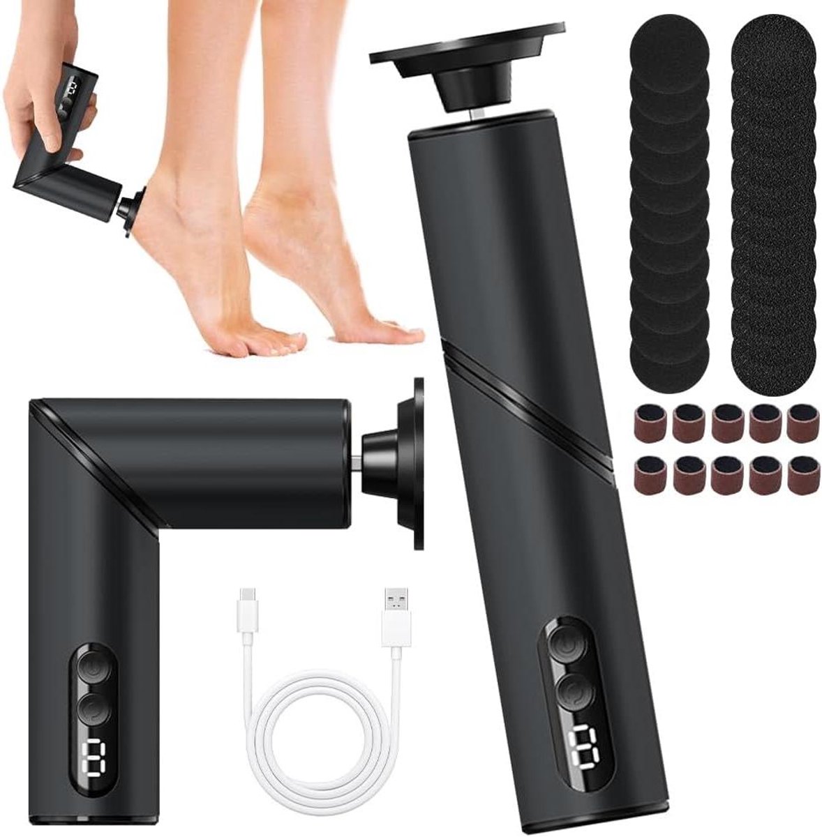 Elektrische Voetvijl - Nagel Polijster - Pedicure Manicure - 2-in-1 Functie - 8 Uur Gebruik - Wit