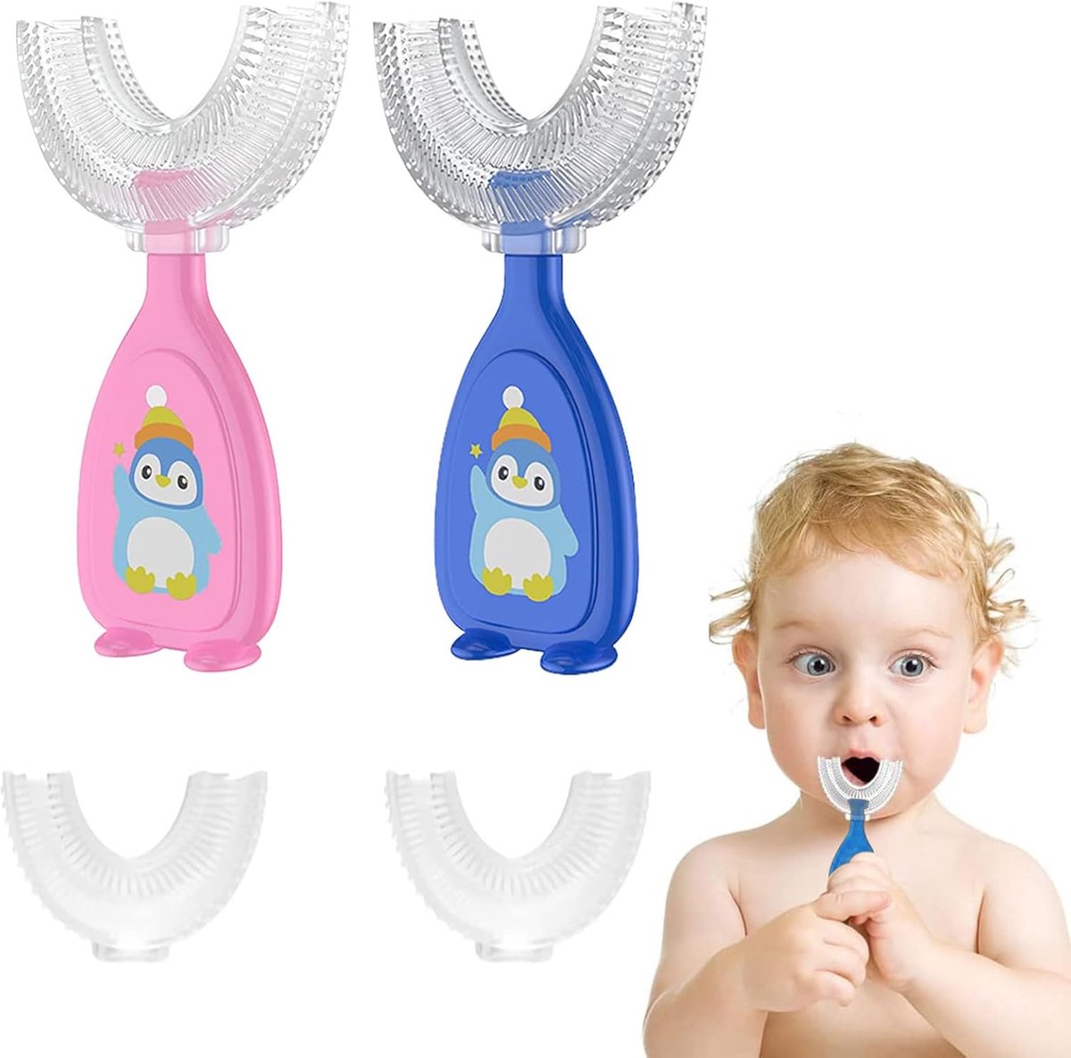Kindertandenborstel U-vormig - Handmatige tandenborstel - Siliconen massage voor gums - 360 graden reiniging - ShopVlot