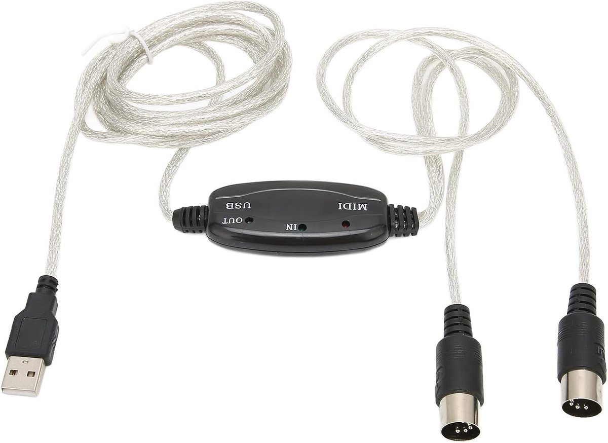 SnelShoppen - USB MIDI Kabel, USB naar MIDI Kabel Converter 16 Kanalen PC naar Synthesizer 2 in 1 MIDI Cord Adapter voor Windows Computer