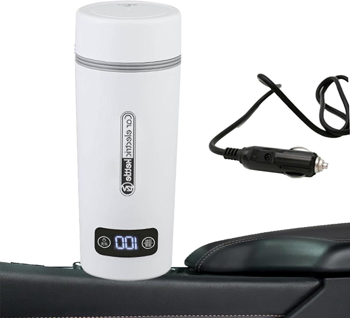 Elektrische Autokoker - Reiskoker Waterkoker - Warme Dranken Maken - Verstelbare Temperatuur - 450 ml - Wit