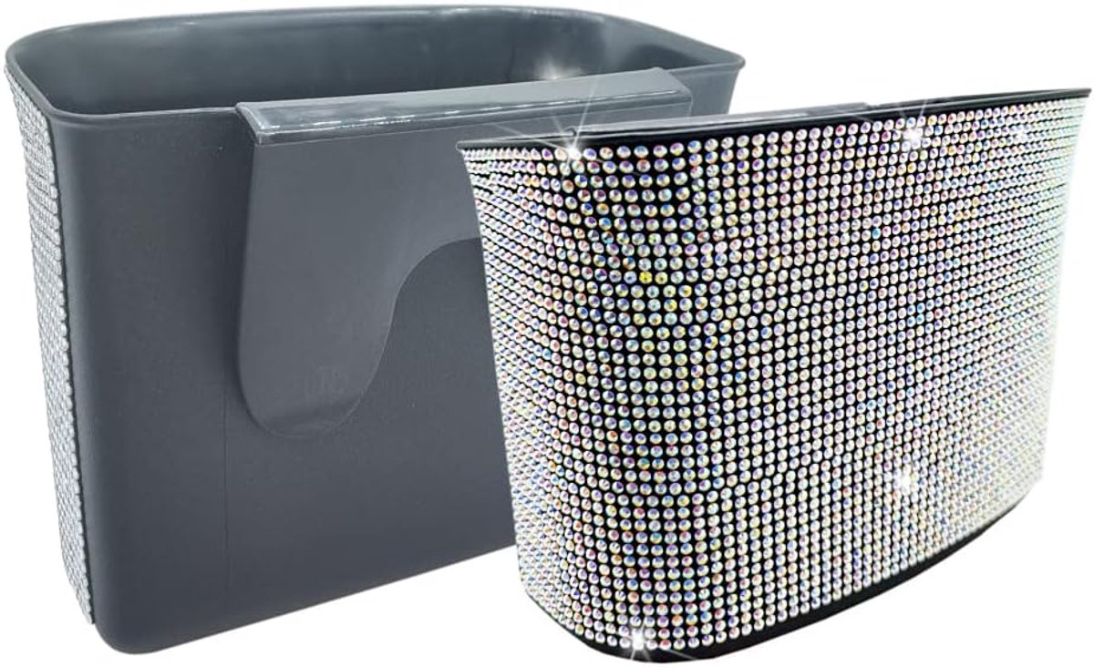 SnelShoppen - Baceyong Auto Vuilnisbak met Strass voor Hangend Gebruik - Creatieve Persoonlijke Auto Accessoire - 20 x 14 x 9 cm - Kleurrijk en Multif