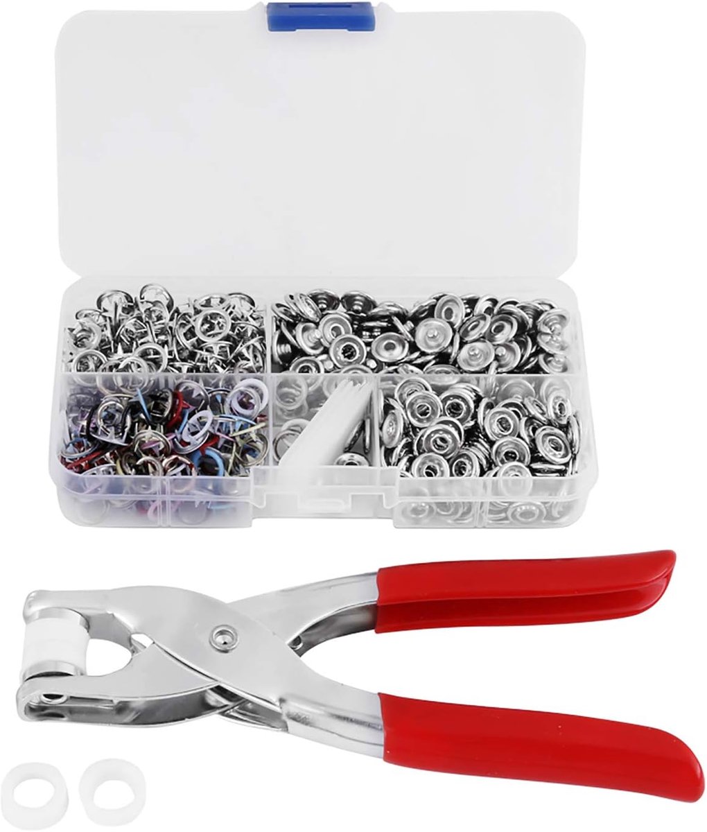SnelShoppen - Button Pliers, 120 Sets Mix Kleuren Metaal Drukknoopjes Bevestigingen + Pliers Instelgereedschap voor Creatief Handwerk