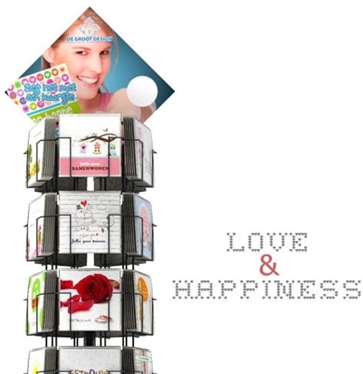 Love and Happiness 15x15 cm complete serie inclusief display in bruikleen, topkaart en backcards
