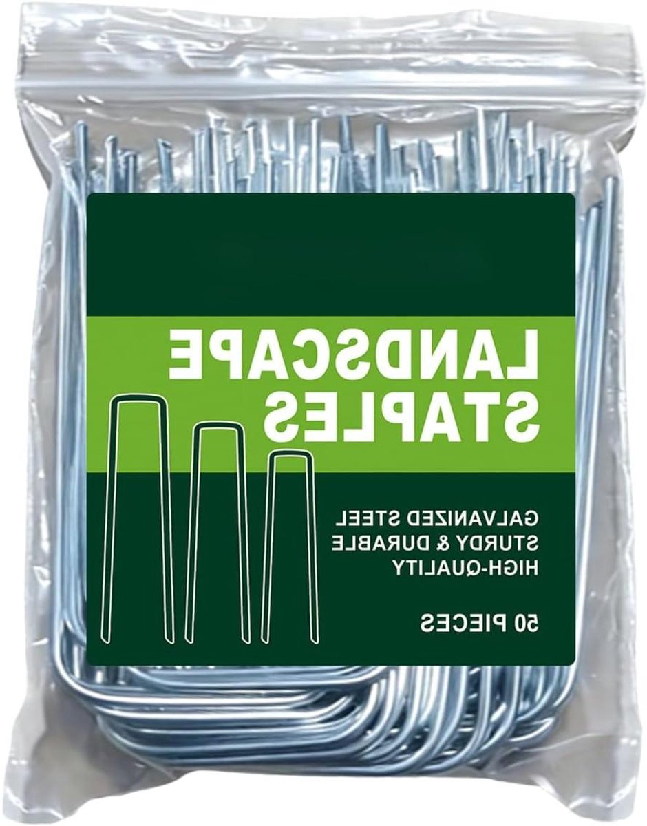 Grondpennen - Tuinharingen Gazonhaken - Tuinondersteuning Bevestigen - Verzinkt Roestbestendig Materiaal - 50 stuks - Zilver