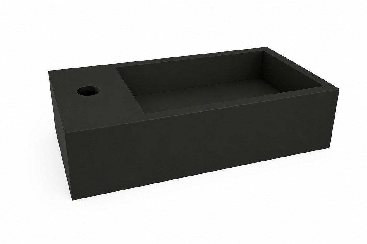 Lotte fontein links 40 x 22 x 10 cm solid surface mat zwart