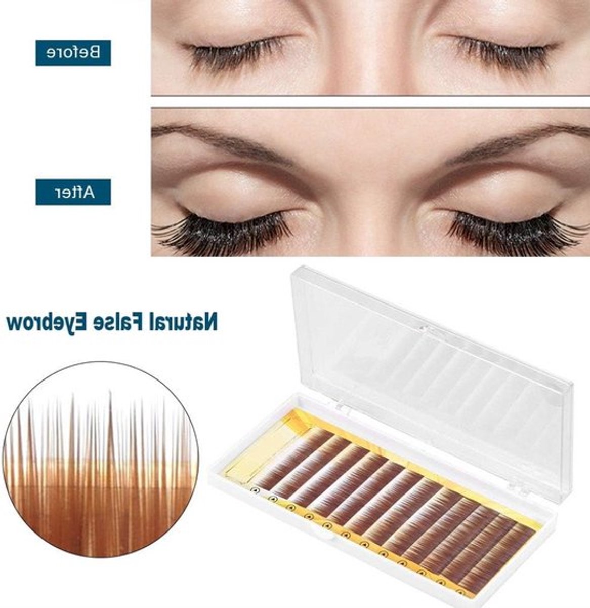 Natuurlijke Valse Wenkbrauw Extensions en Wimpers in Gemengd Bruin, Individuele Wenkbrauwversterker 5-8mm voor een Perfecte Look