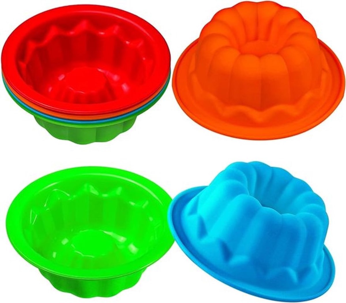 Mini Turban Bakvormen - Siliconen Bakvormen voor Taart, Jelly en Donuts - Set van 8 Stuks, 10 cm, Herbruikbaar