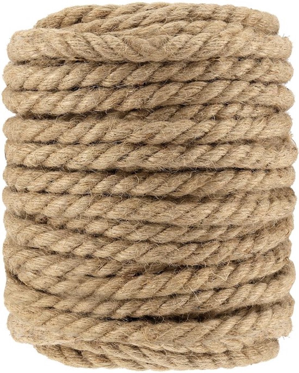 Jute Touw 12 mm - Gedraaid Natuurlijk Jute Touw - Sterk en Duurzaam - Voor Tuinieren/Decoratie - 50 m Lengte - Slijtvast en Elegant - Tuin Touw
