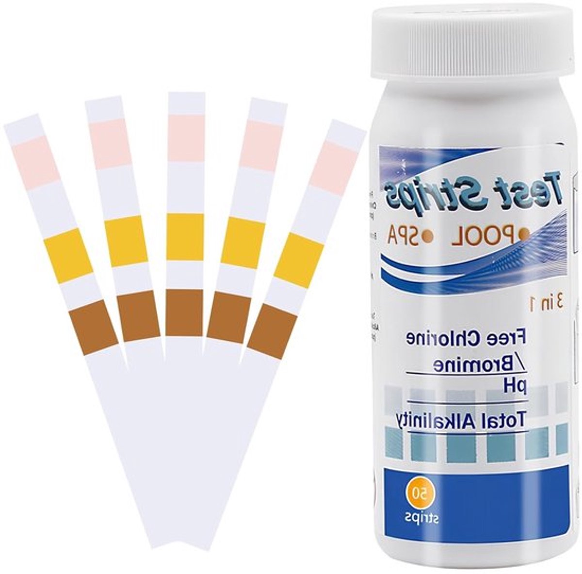 3-in-1 Teststrips voor Zwembaden en Aquaria - 50 Stuks voor pH, Chloor en Alkaliniteit Analyse