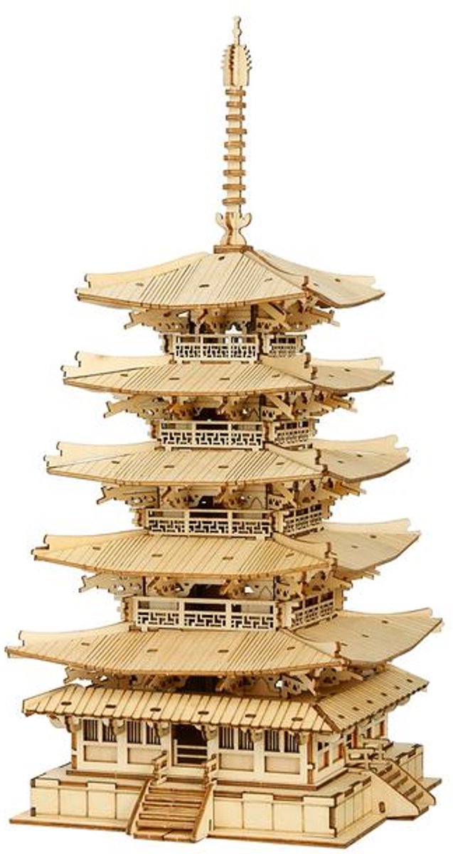 Robotime, 3D Houten Puzzel, Five-storied Pagoda, TGN02, 16x16x32cm