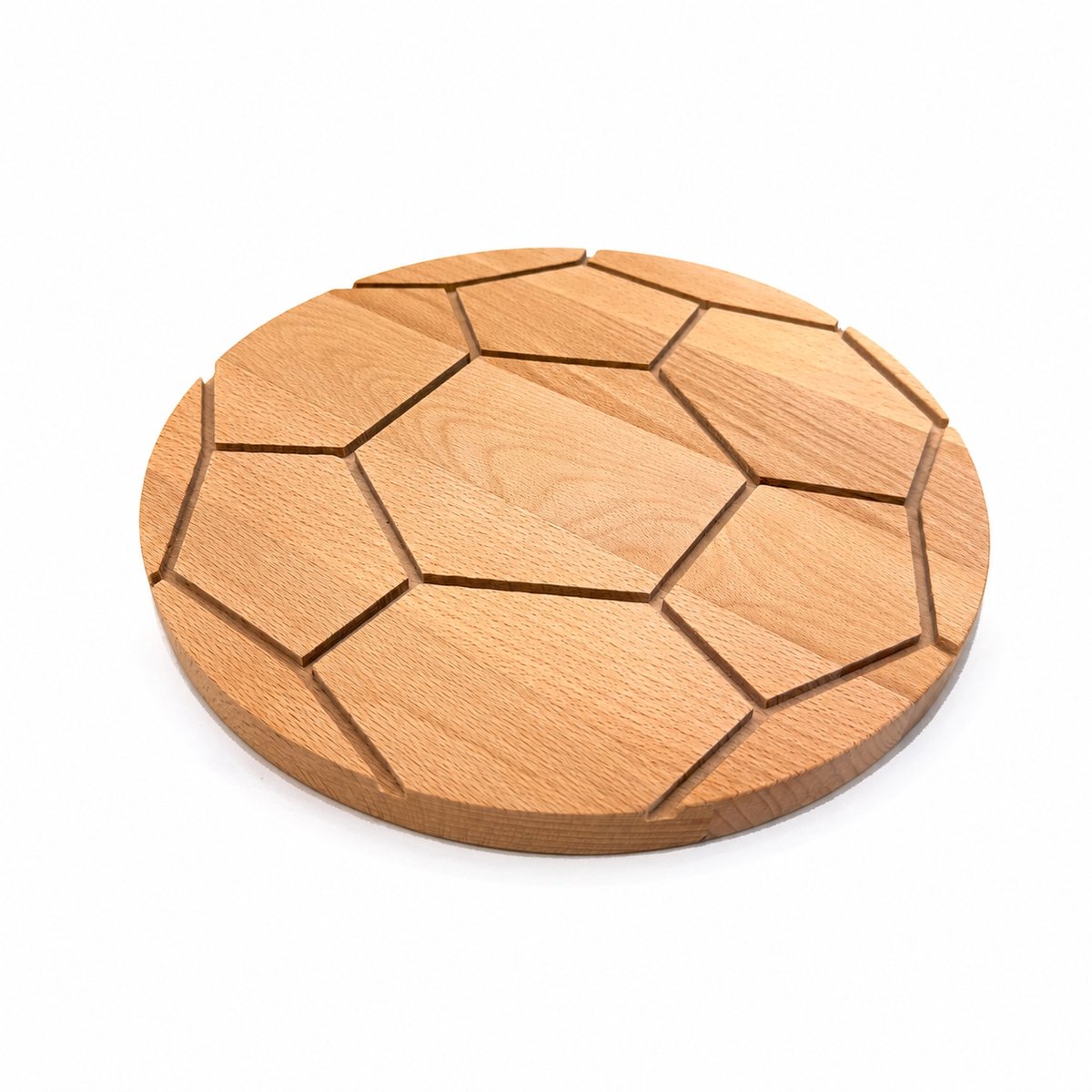 Voetbal Borrelplank – Beukenhout – Ronde Snijplank en Serveerplank – Ø 26 cm