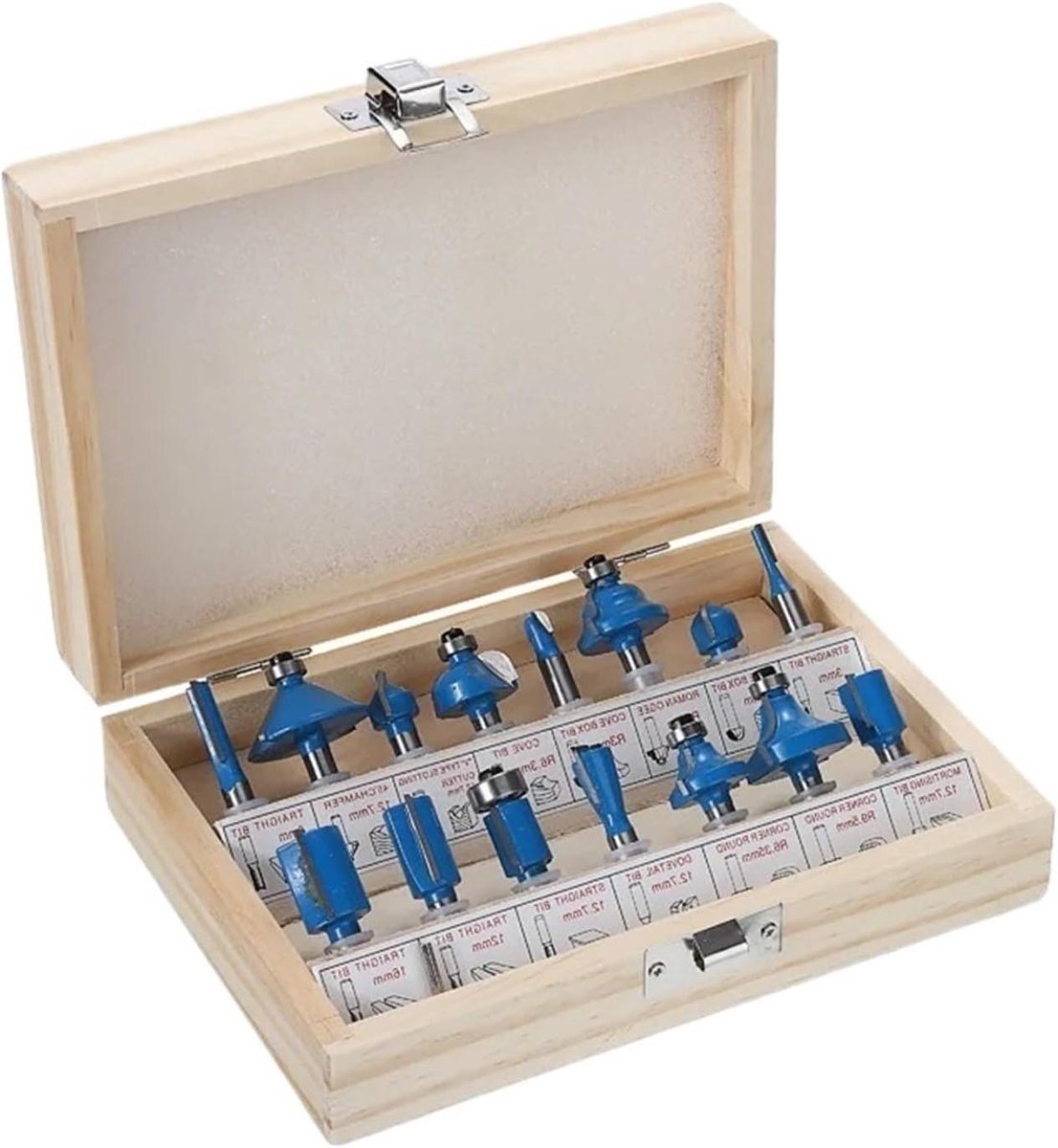 Houtbewerkingsfrezen Set - Freesbits Hout - Houtsnijden Graveren - 15 Delige Set - 635 mm Schacht - Zilverkleurig