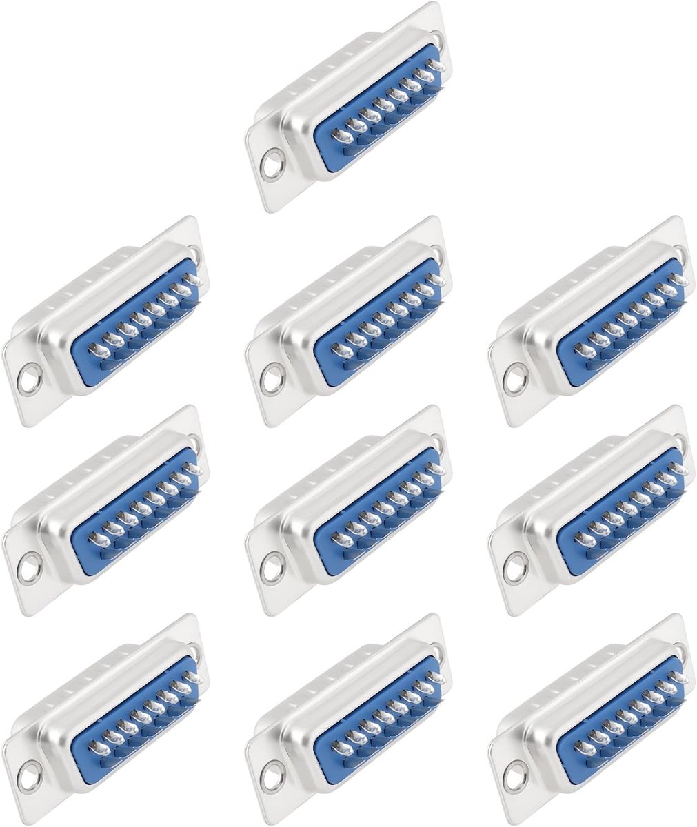 SnelShoppen - 10 Stuks 2 Rijen 15-Pin Manne Stekker Connector DB15 D-Sub Connector voor Automatische Controle Eenheid, Industrieel, RS232/485, PLC, LE