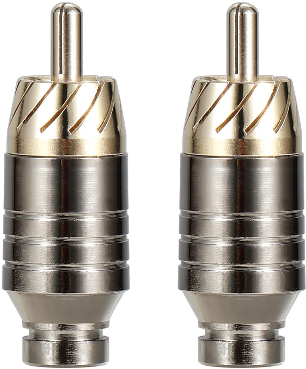 SnelShoppen - 2 Stuks Goud Geplateerde Male RCA Pluggen, RCA Audio en Video Aansluitingen voor Thuisbioscoop, Beveiligingssystemen en Achtergrondmuzie