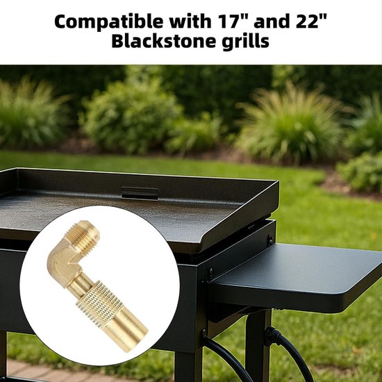 Ronte - Propaan Elleboogadapter voor Lagedrukconversie - Messing 3/8" Mannelijke Flare - RV Propaan Snelle Adapter - Bijvullen Accessoires - Compatibel met Kampeer Tafel Grill - Blackstone 17" en 22" - Duurzaam en Gemakkelijk in Gebruik van Ronte — afbeelding 4