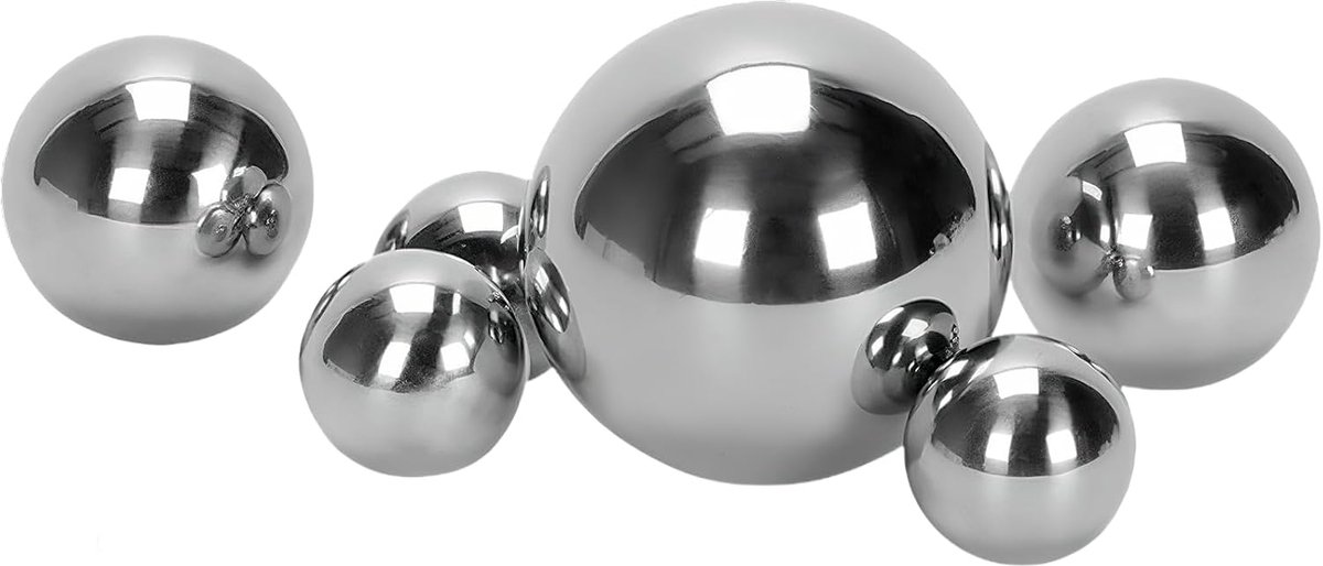 6 Pieces Decorative Swimming Balls Stainless Steel Decorative Silver Swimming Balls Pond Balls Swimming Ball for Pond - ShopVlot