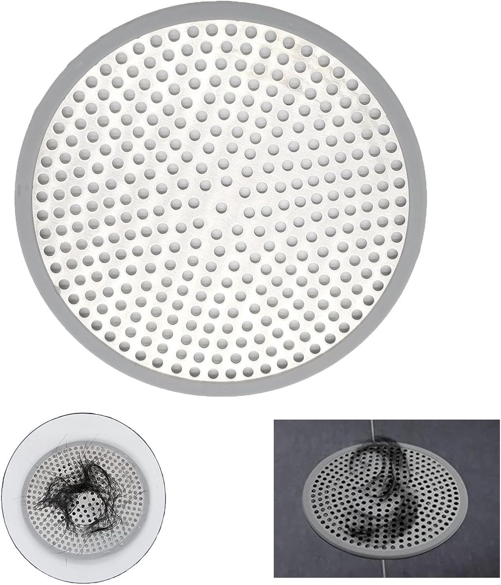 SnelShoppen - Douchefilter met Haar 12 x 12 cm RVS Afvoergoot Rond voor Wasbak, Douche, Badkuip en Badkamer - Duurzaam en Roestvrij