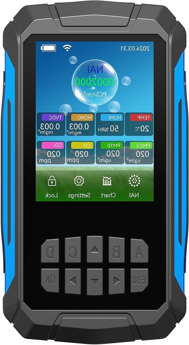 Luchtkwaliteit Monitor - Luchtmeter Detector - Binnenklimaat Controleren - 14-in-1 Meting - 2.8 Inch Display - Zwart