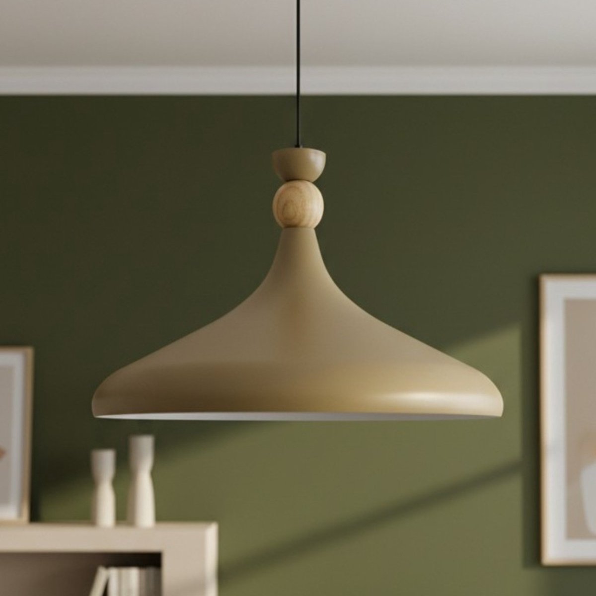 Bamyum Champion hanglamp, industriële Modern stijl, Ø35 cm, beige metalen lamp