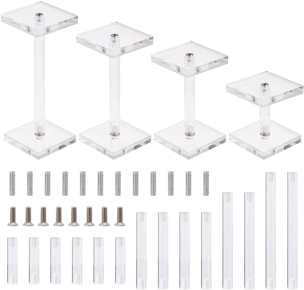 SnelShoppen - 4Stuks Miniatuur Vliegende Acryl Display Stand Vierkant Combat Riser Helder met 14Stuks Stangen voor Tabletop RPG en Bordspellen
