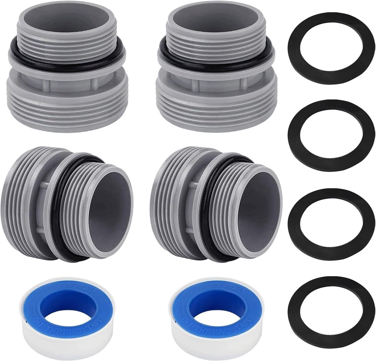 4 Pack Pool Hose Adaptor with Seal, for 40 mm to DN40 (1 1/2 Inch) Hose, Compatible with Intex, Coleman Filter Pumps - ShopVlot
