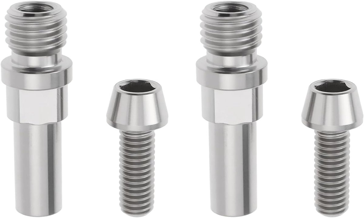 SnelShoppen - 2 Paar Fiets Rempalen Titanium M10x1.25mm M6x16mm Bevestigingsschroeven voor Fietsonderdelen, Geschikt voor Racefietsen en Mountainbikes