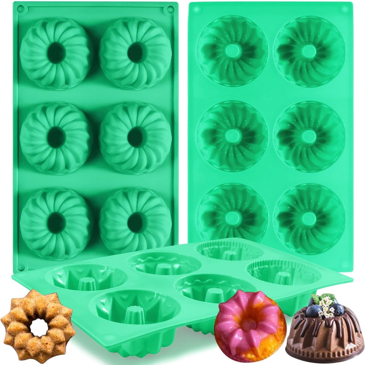 SnelShoppen - 2 Stuks Silicone Mini Turban Vormpjes - Flexibele Bakvormen voor Taart, Muffins, Cupcakes - Geschikt voor Feestjes, Keuken en Bakplezier