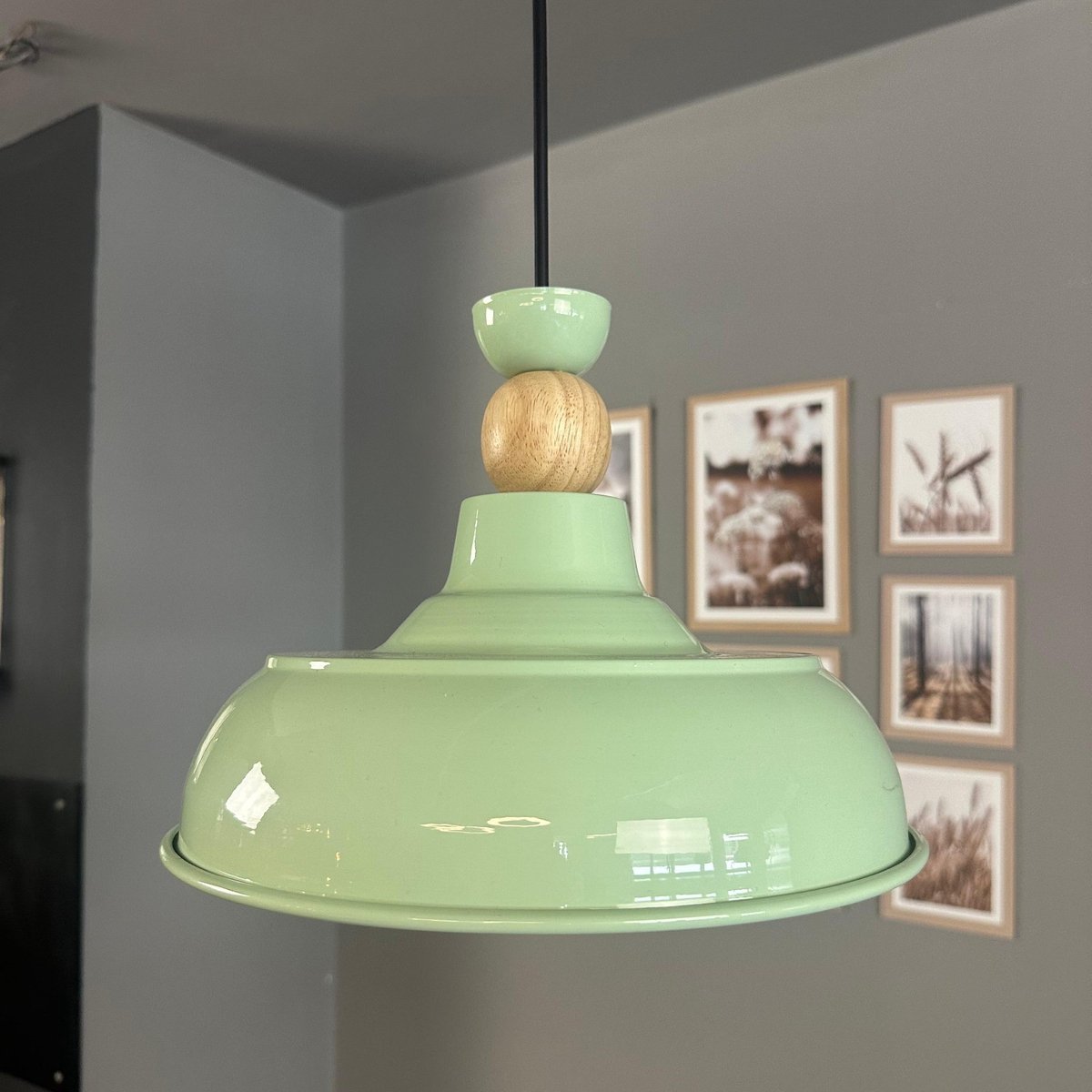 Bamyum Veluna hanglamp, industriële Modern stijl, Ø26 cm, groen metalen lamp